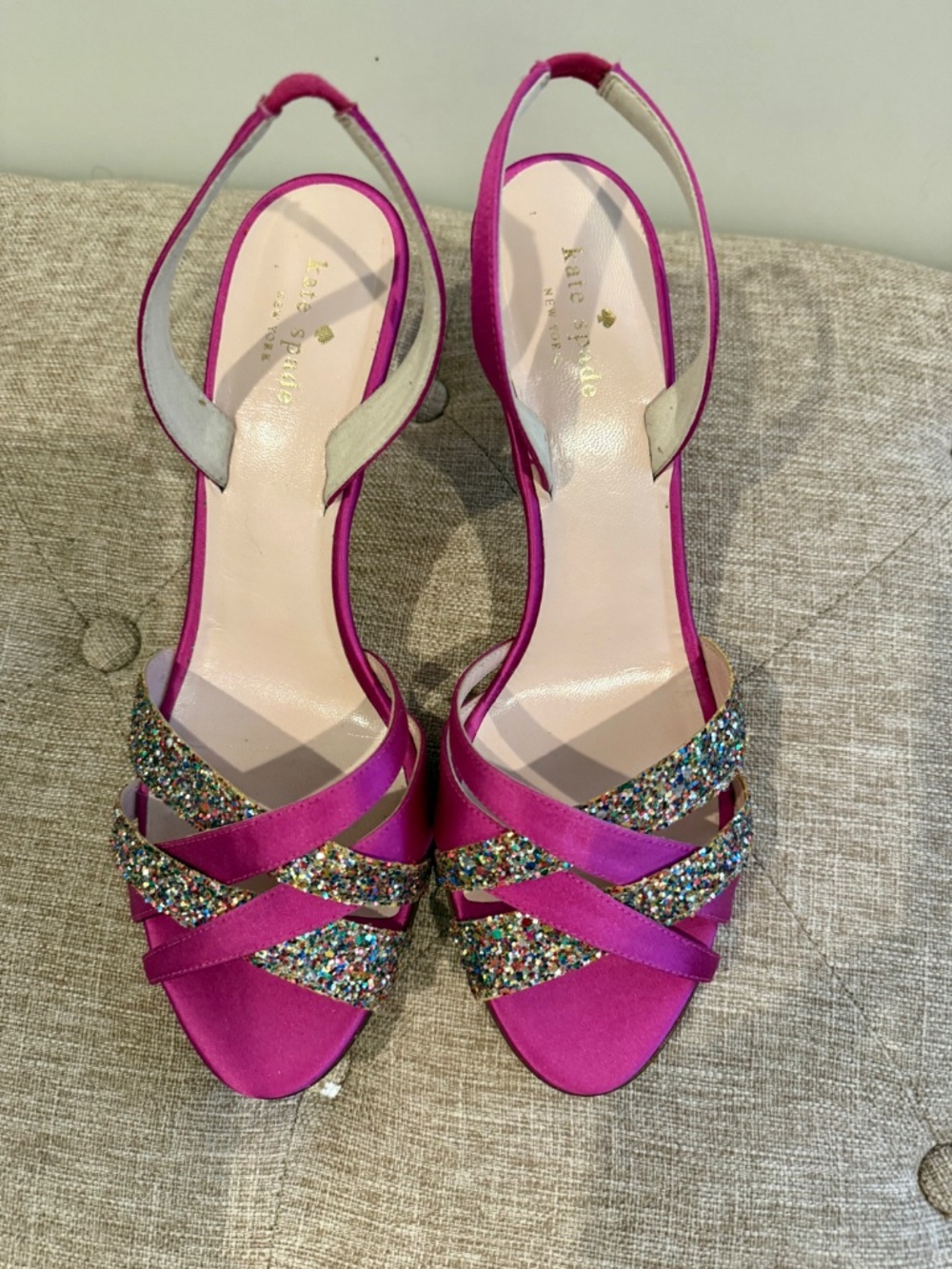 New Kate Spade Fushia / Glitter Sandals - Picture 6 of 8